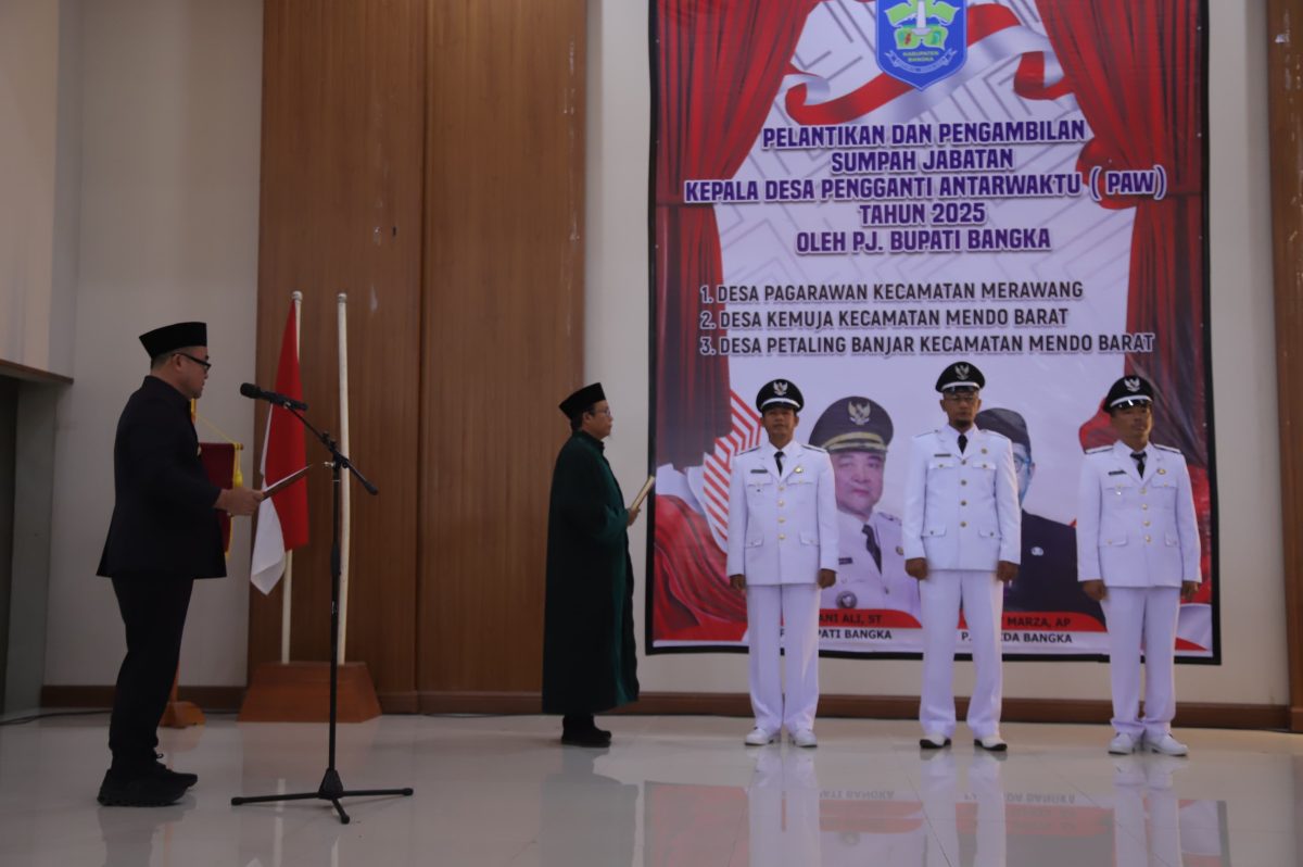 Lantik 3 Kades PAW, Pj Bupati Bangka Tekankan Harus Bersinergi Dengan Pemerintah Daerah