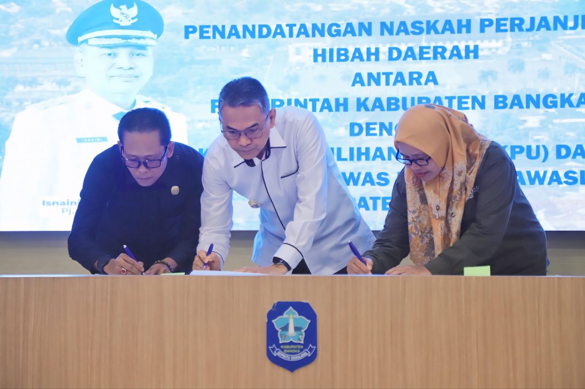 NPHD Pemilukada Ulang ditandatangani, Komitmen Pemkab Bangka Sediakan Anggaran